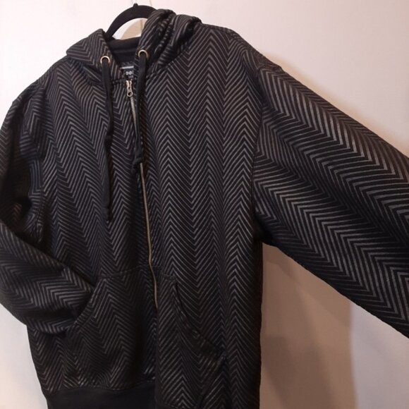 Foot Locker Zip Front Sweatshirt Jacket Hoodie Fleece Lined Athletic Black - Picture 5 of 15